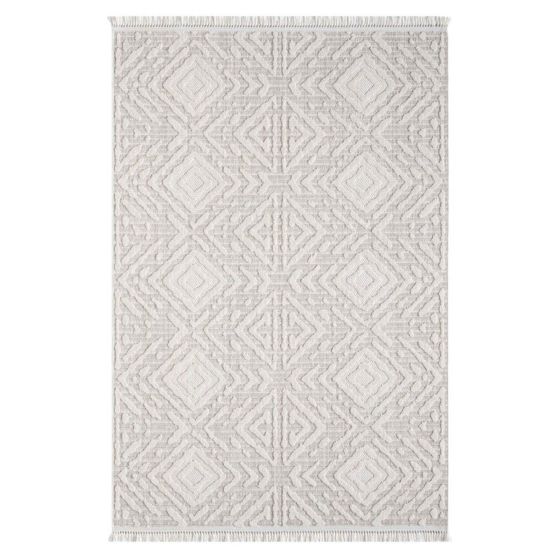 Tapis uni effet laine ethnique beige TANGER 26