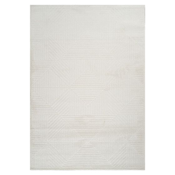 Tapis motif géométrique crème - ELA 45