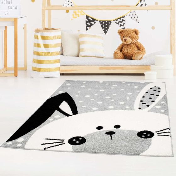 Tapis enfant Bubble lapin gris