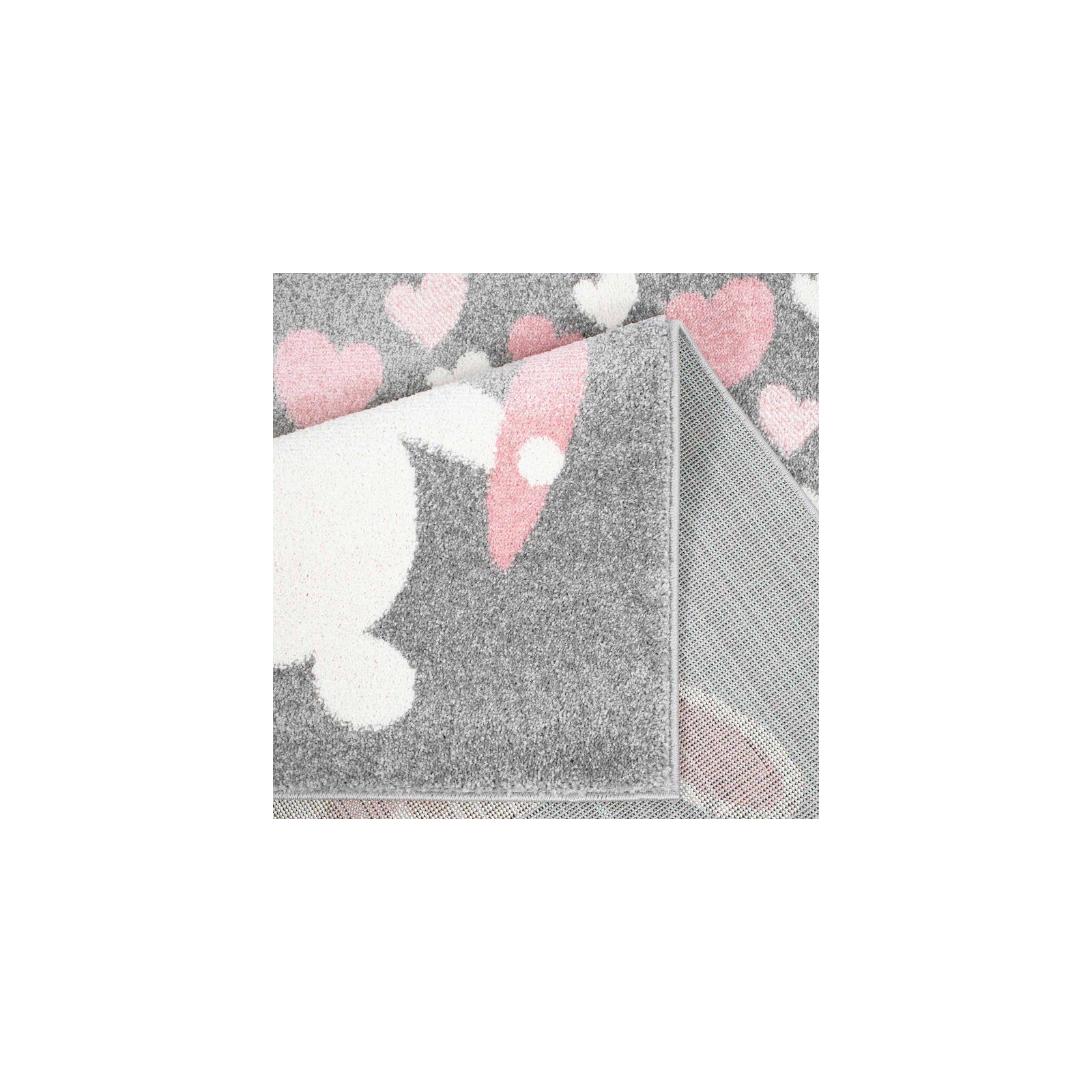 Tapis enfant Bubble lapin gris rose