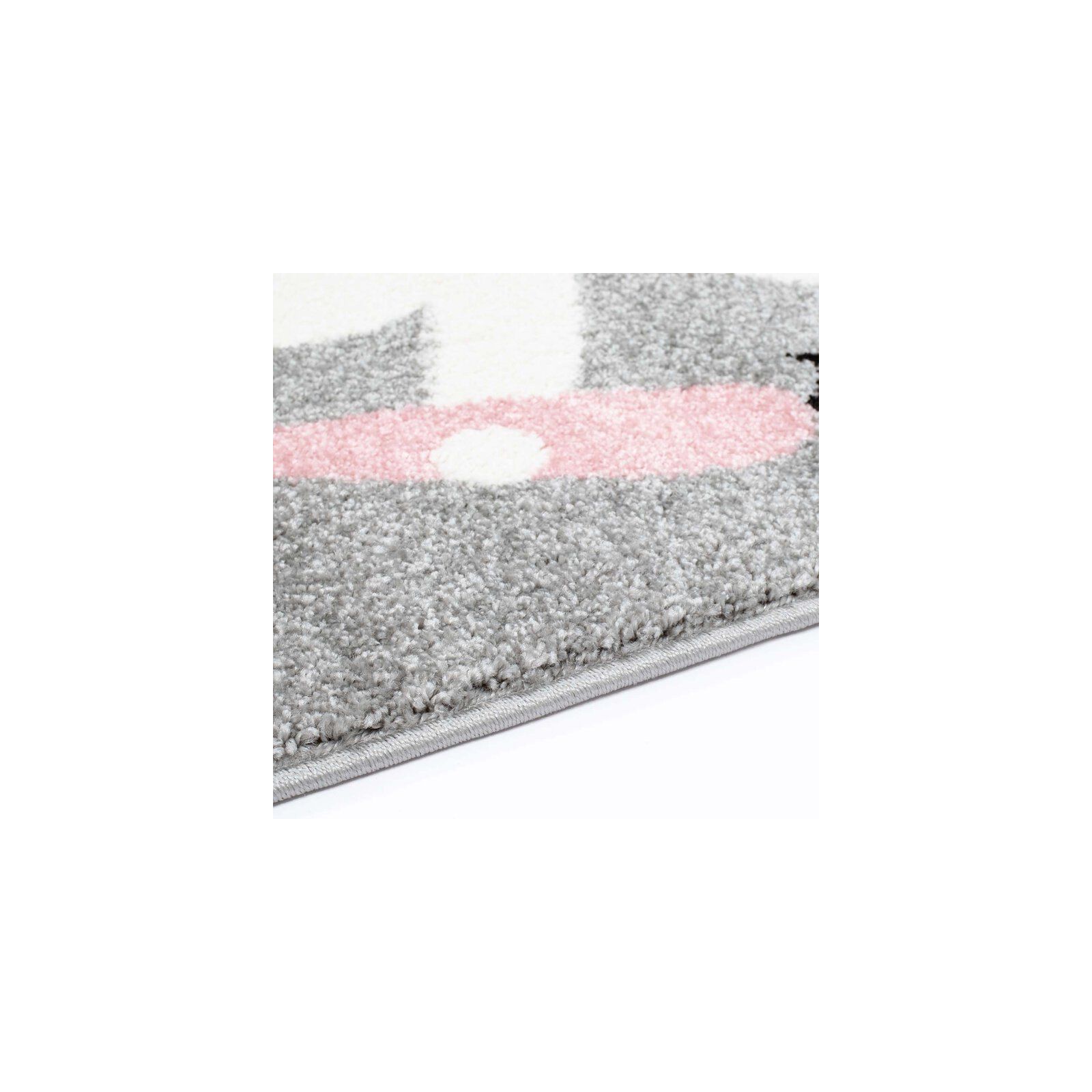 Tapis enfant Bubble lapin gris rose