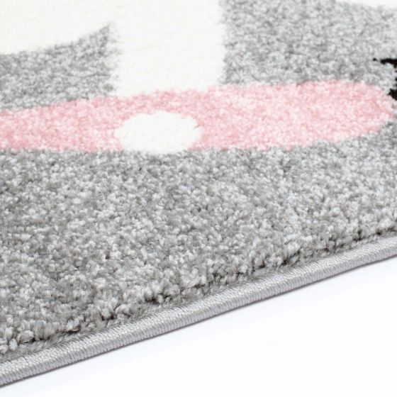 Tapis enfant Bubble lapin gris rose