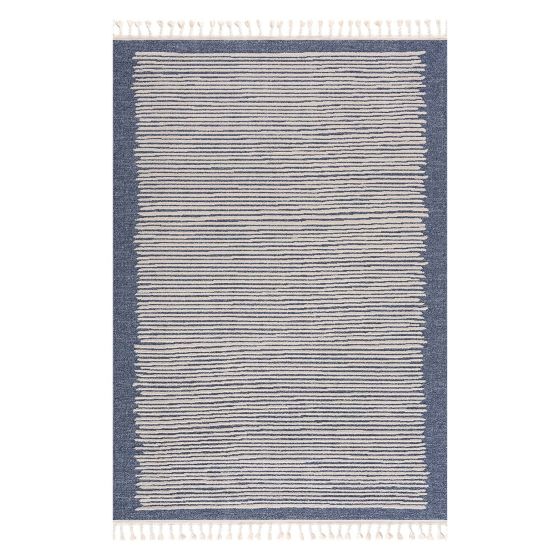 Tapis rayé bleu crème - ART 2231