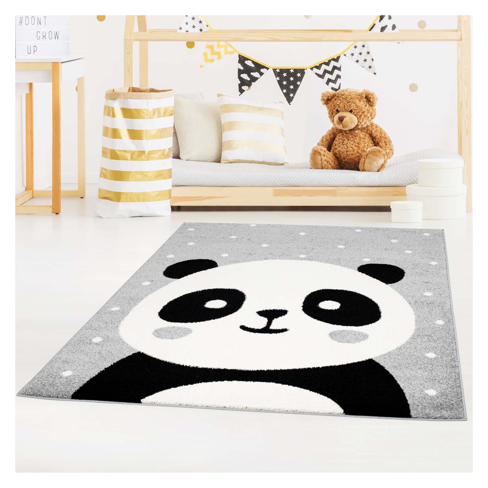 Tapis enfant Bubble panda gris