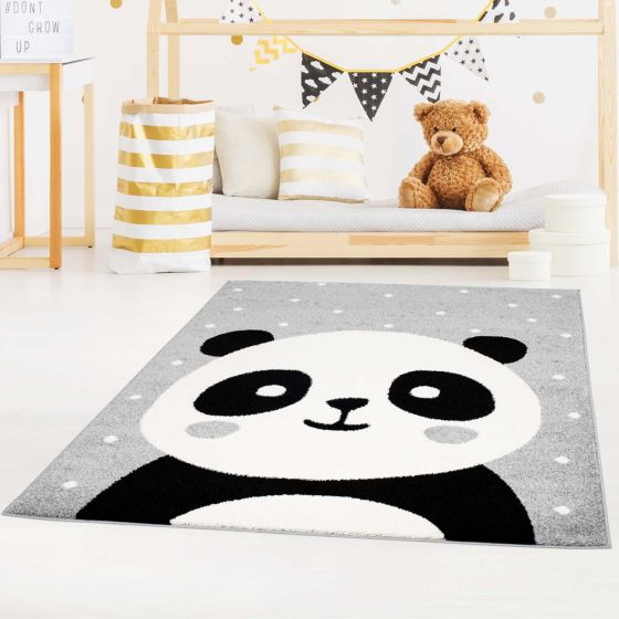 Tapis enfant Bubble panda gris