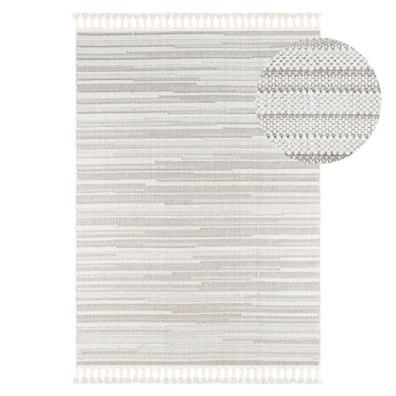 Tapis tissé effet laine crème beige EFES 18